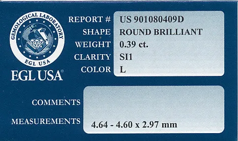 0.39 Carat Loose Pale Pink Diamond | Natural Color Round Brilliant SI1 Clarity