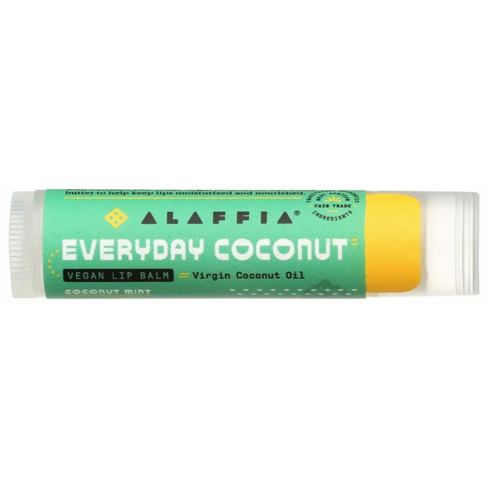 ALAFFIA Everyday Coconut Vegan Lip Balm Coconut Mint, 0.15 oz (Case of 5)