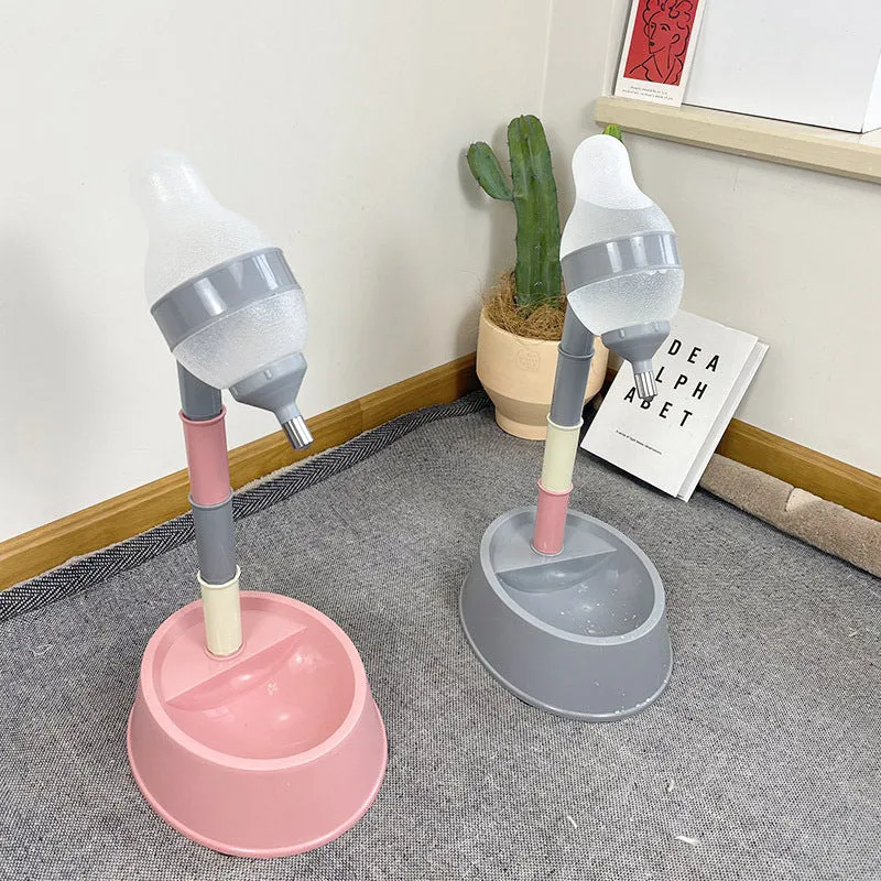 Automatic Pet Water Dispenser Stand Feeder Bowl Adjusting Height Water Bottle