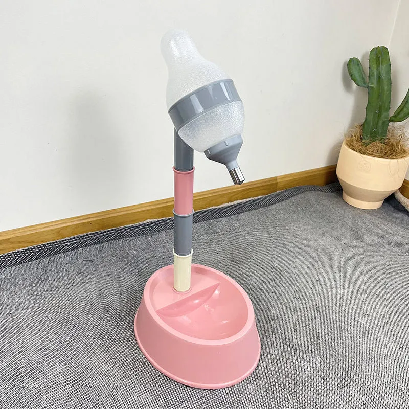 Automatic Pet Water Dispenser Stand Feeder Bowl Adjusting Height Water Bottle
