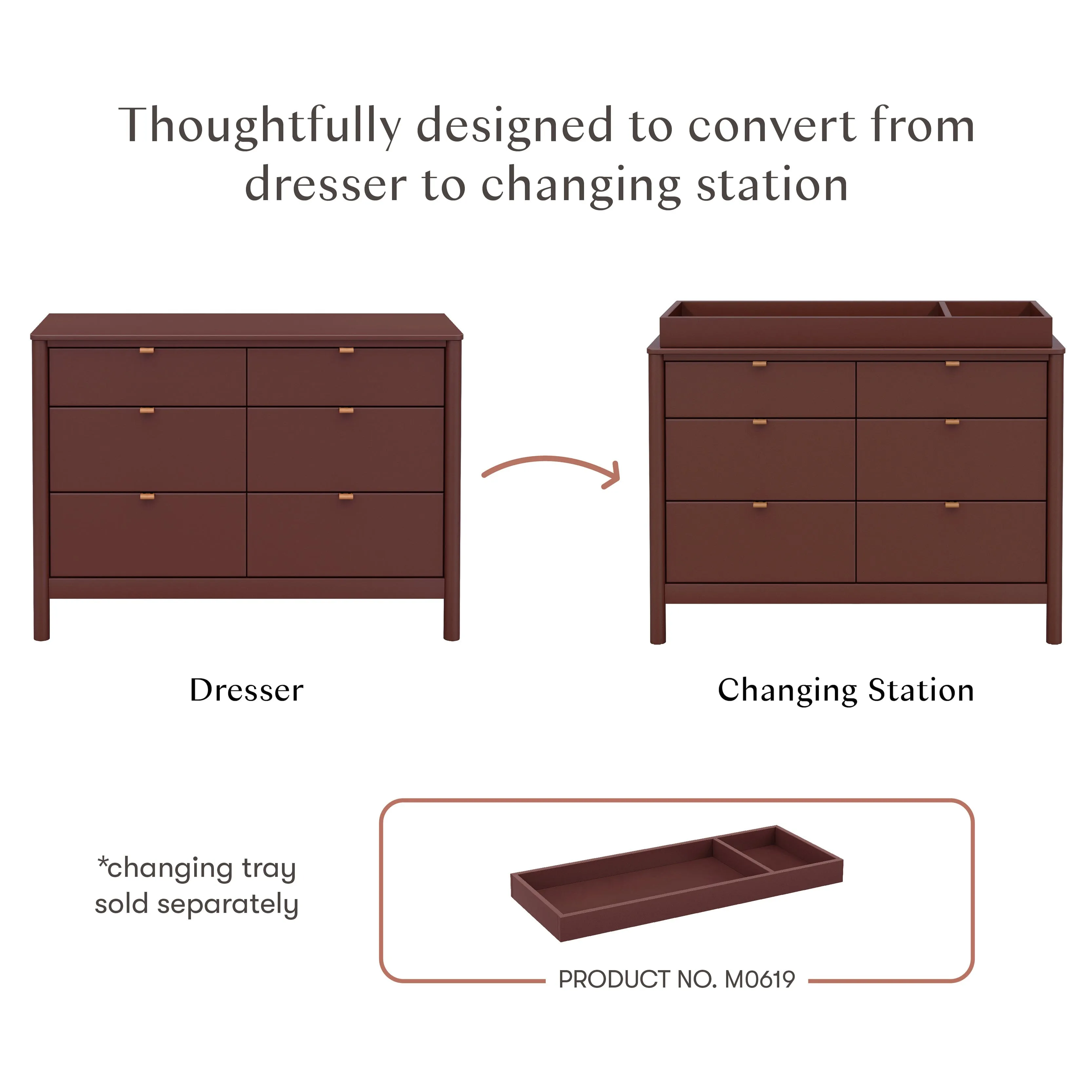 Bondi 6-Drawer Assembled Dresser | Crimson