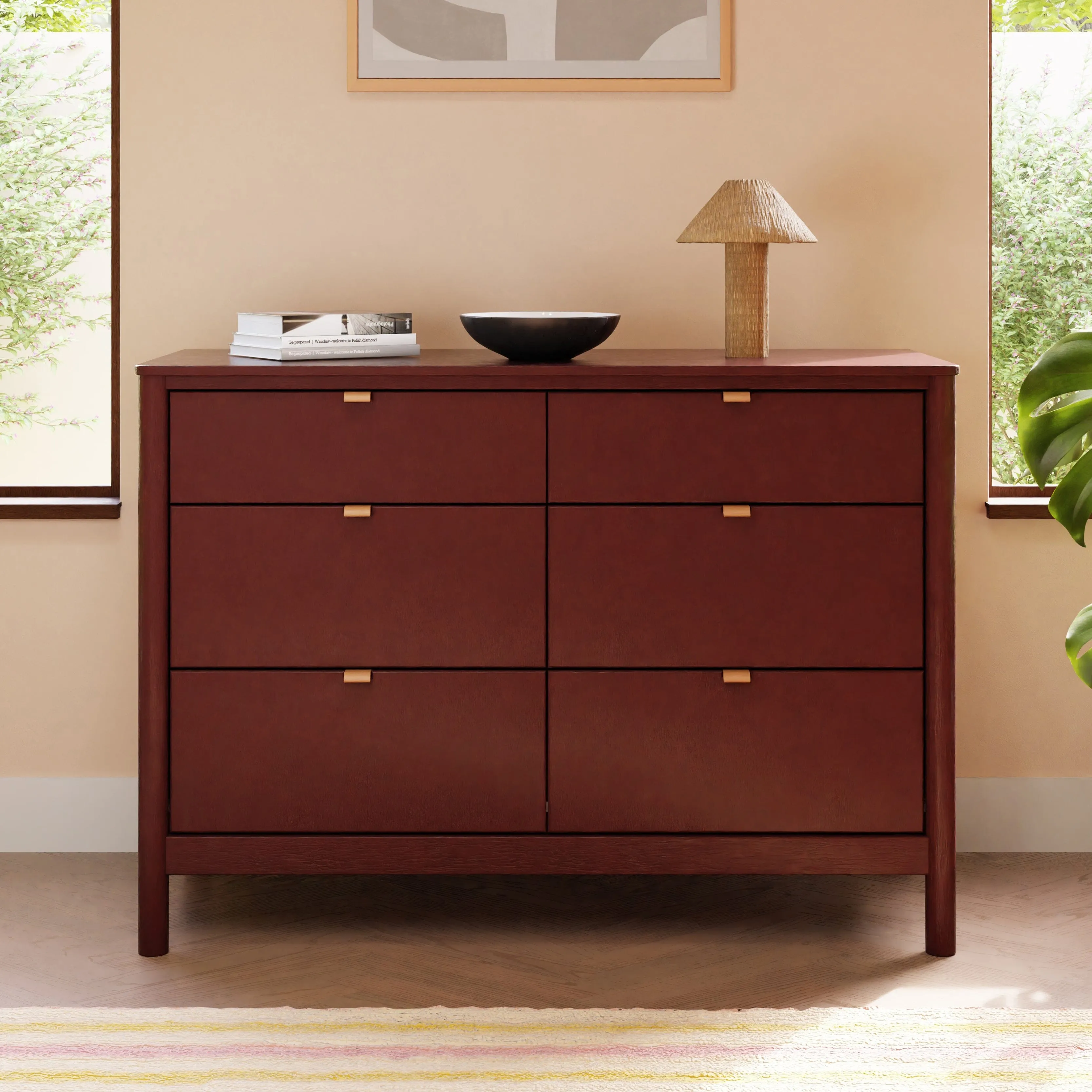 Bondi 6-Drawer Assembled Dresser | Crimson
