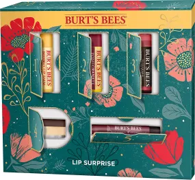 Burt’S Bees Holiday Gift, 5 Lip Care Stocking Stuffer Products, Lip Surprise Set - Overnight Intensive Lip Treatment, Rose Tinted Lip Balm, Fig Lip Shimmer, Pomegranate Lip Balm, Beeswax Lip Balm