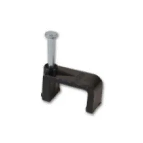 Cable Clip Dual RG 6 Long Nail Black (100 Lot)