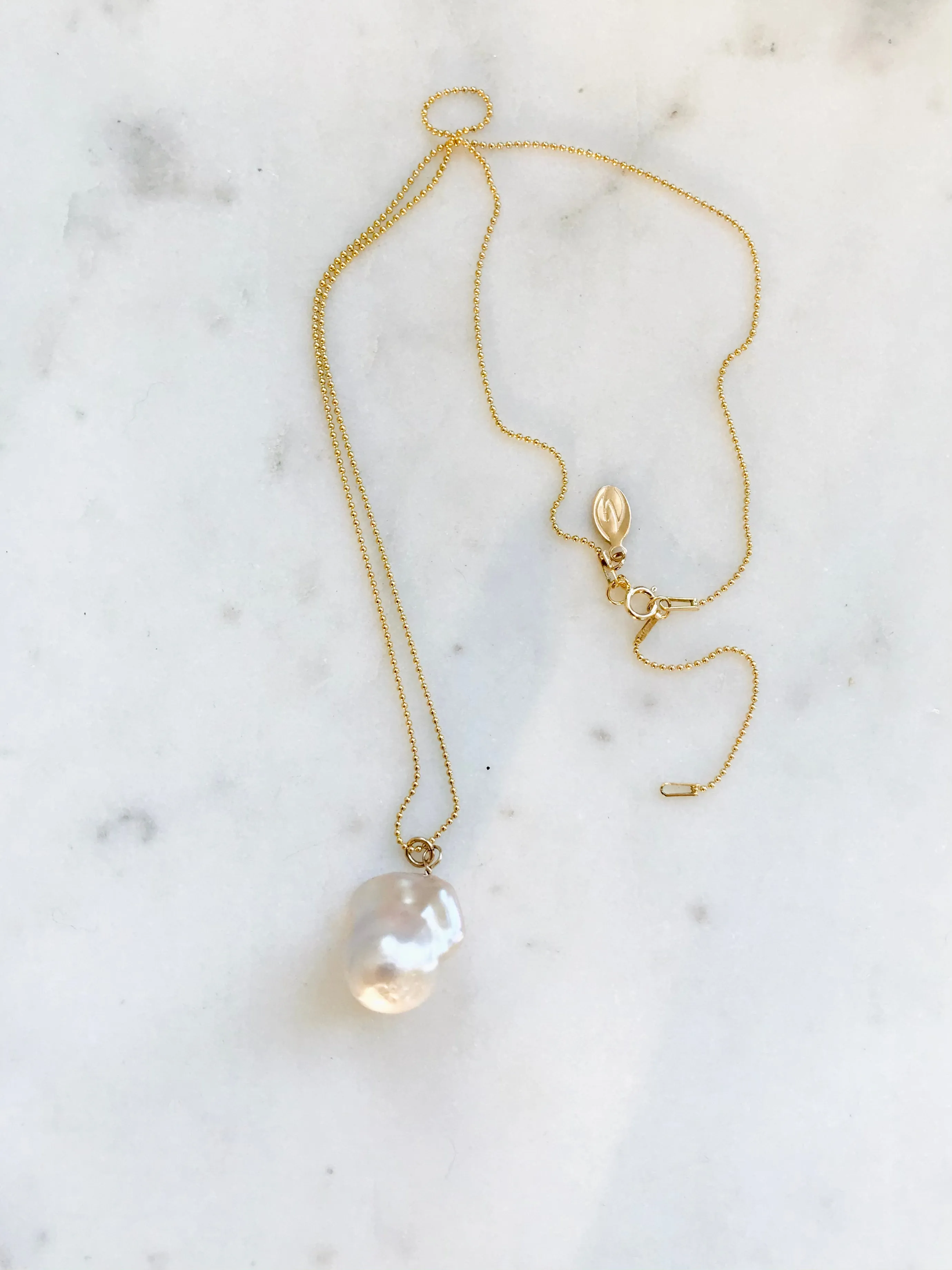 Champagne Baroque Pearl & Gold Necklace