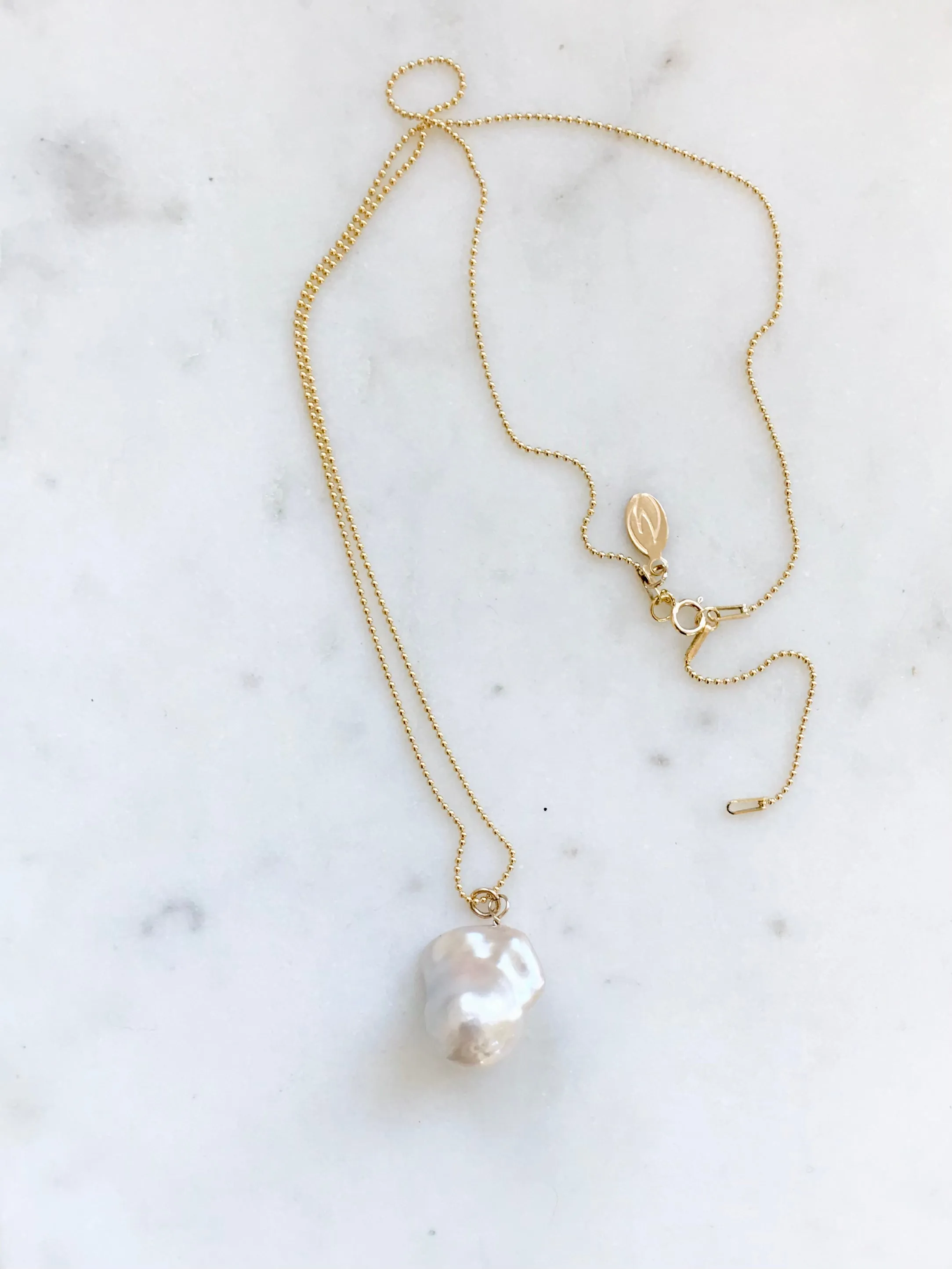 Champagne Baroque Pearl & Gold Necklace