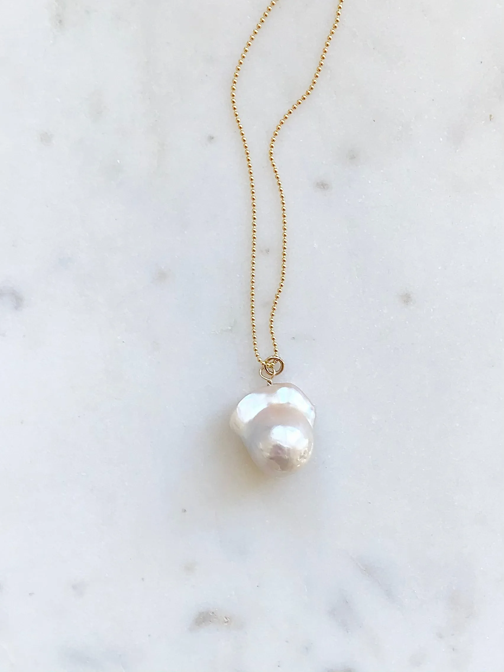 Champagne Baroque Pearl & Gold Necklace