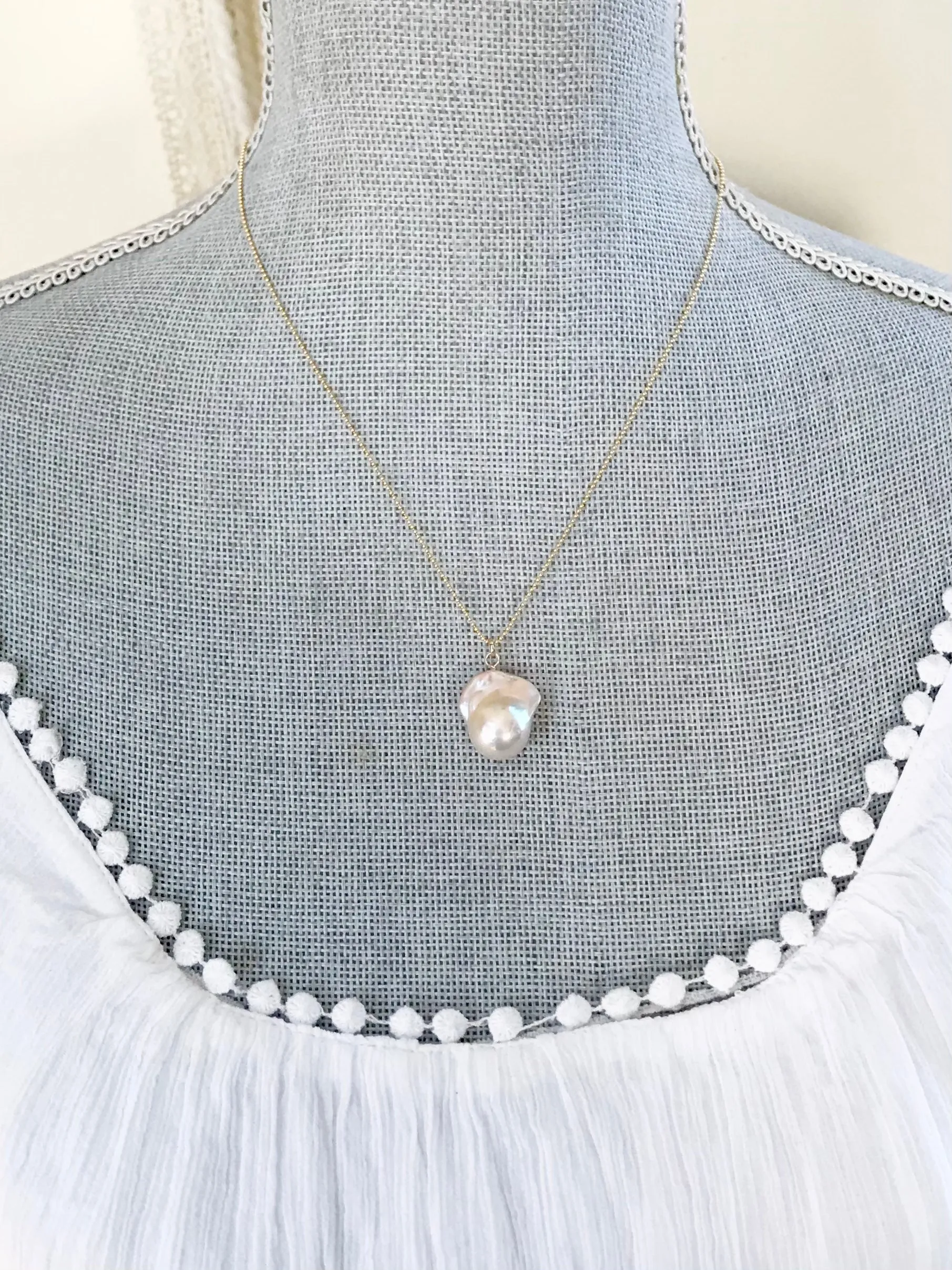 Champagne Baroque Pearl & Gold Necklace
