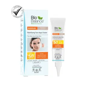 Chemical sunscreen Aknsun Mattifying Face Aqua Fusion 50  SPF-Tinted Light (Medium)- 40ml- Biobalance