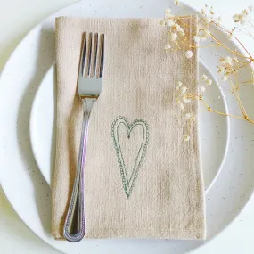 Embroidered Scandi Heart Blush Napkins