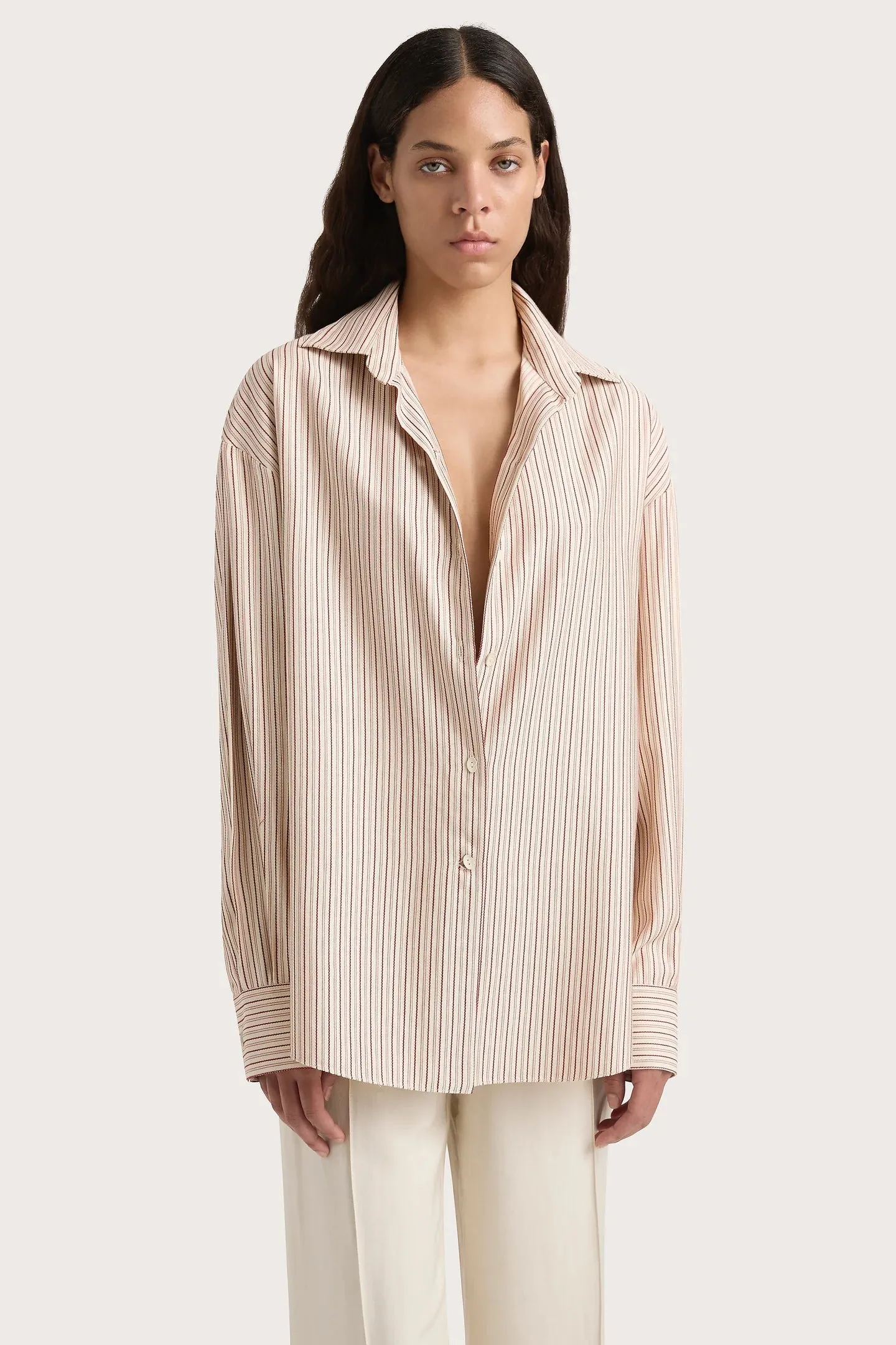 En Vau Shirt Pinstripe Garnet Blush Pinstripe