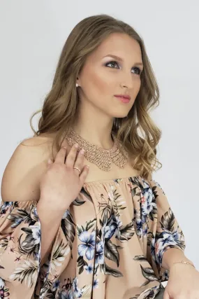 Hello Dolly Blush Faceted Beaded Bib Necklace