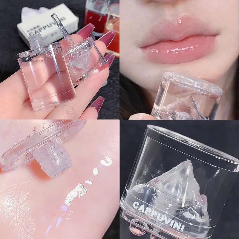 Ice Mountain Lip Gloss Mirror Transparent Lip Oil Crystal Jelly Lip Glaze Long Lasting Moisturizing Liquid Lipstick Lip Cosmetic