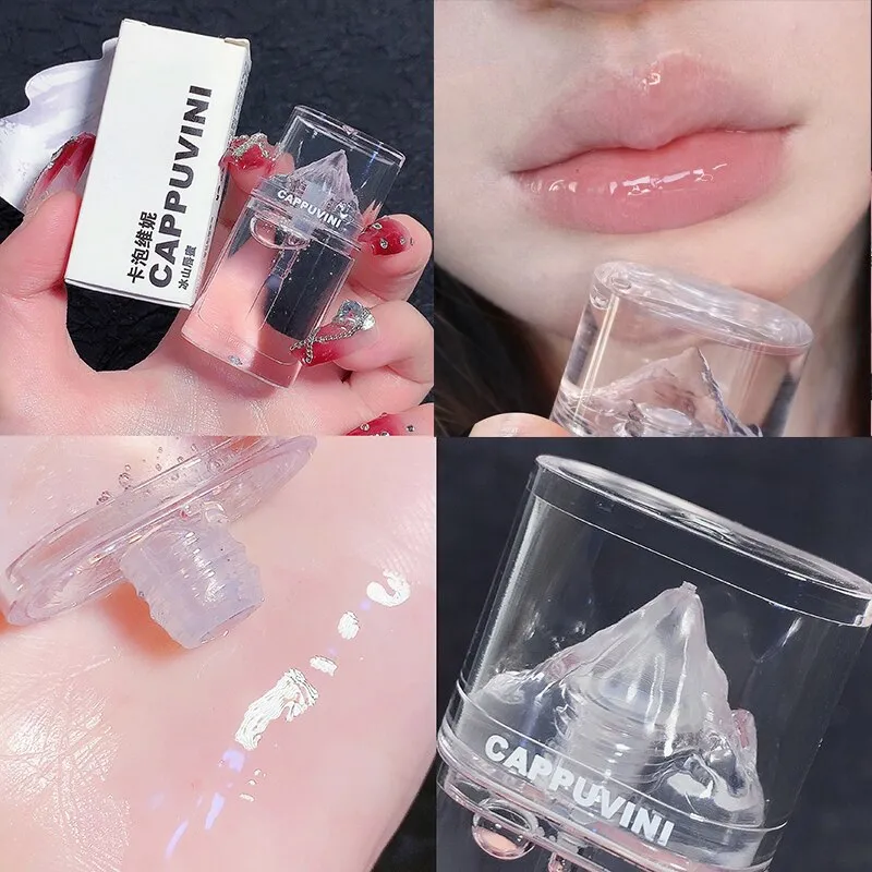 Ice Mountain Lip Gloss Mirror Transparent Lip Oil Crystal Jelly Lip Glaze Long Lasting Moisturizing Liquid Lipstick Lip Cosmetic