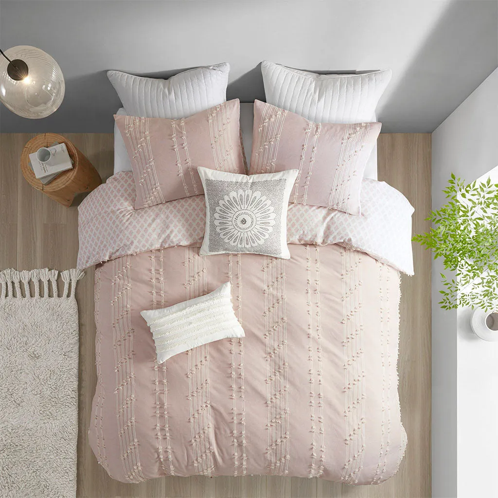 Kara 3 Piece Cotton Jacquard Duvet Cover Set