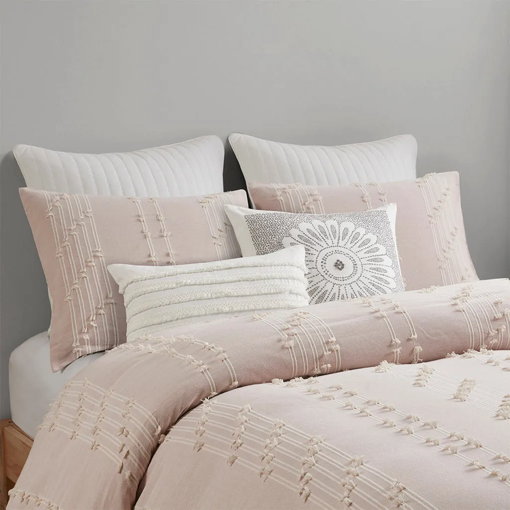 Kara 3 Piece Cotton Jacquard Duvet Cover Set