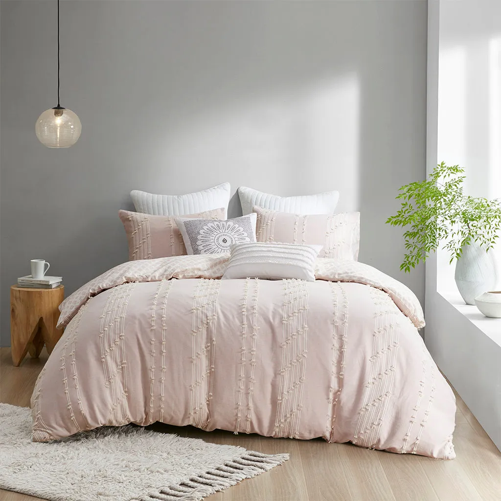 Kara 3 Piece Cotton Jacquard Duvet Cover Set