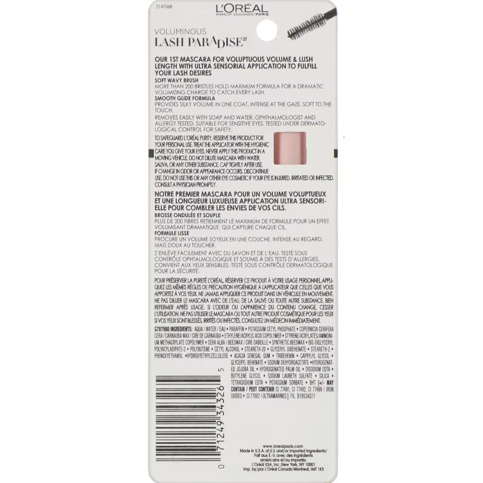 L'Oreal Voluminous Lash Paradise Mascara shade 200 charcoal black, 8.5 ml