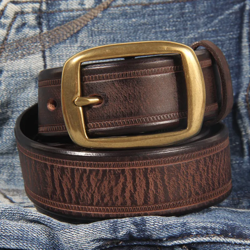 Men's Vintage Cowhide Pin Buckle Leather Men's Jeans Belt