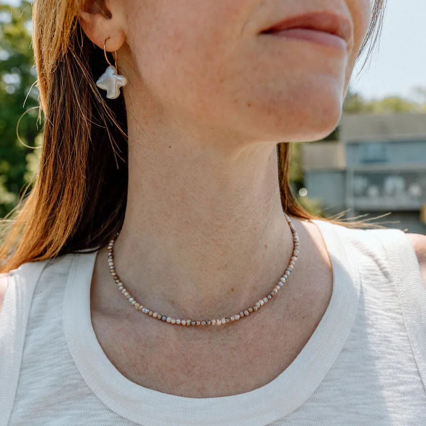 Minimalist Fresh Water Pearl Necklace, Blush