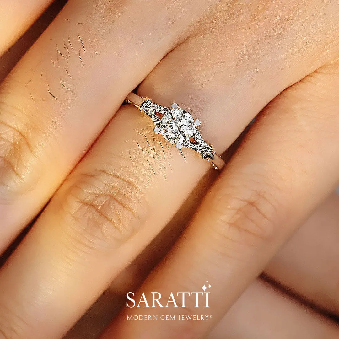 Noemie - 0.6-Carat Round Split Shank Diamond Engagement Ring