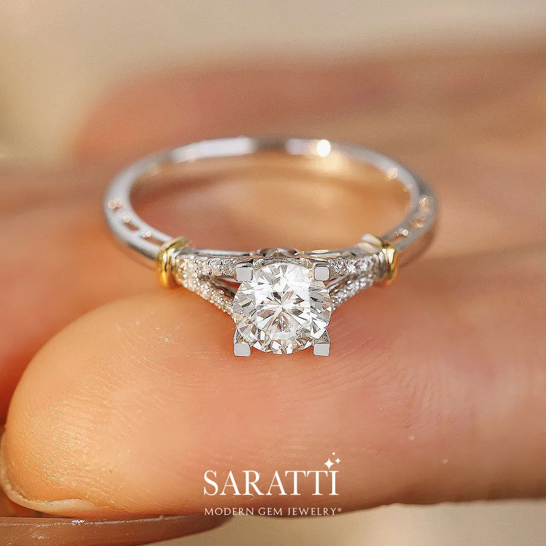 Noemie - 0.6-Carat Round Split Shank Diamond Engagement Ring