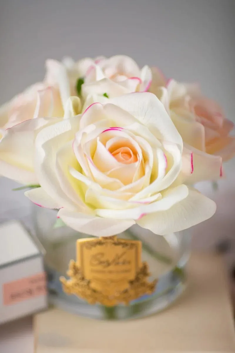 PERFUMED NATURAL TOUCH FIVE ROSES BLUSH CLEAR GLASS