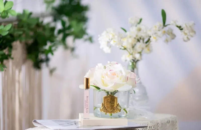 PERFUMED NATURAL TOUCH FIVE ROSES BLUSH CLEAR GLASS