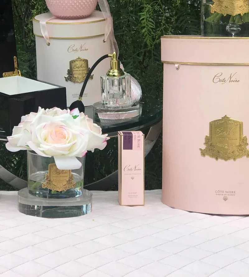 PERFUMED NATURAL TOUCH FIVE ROSES BLUSH CLEAR GLASS