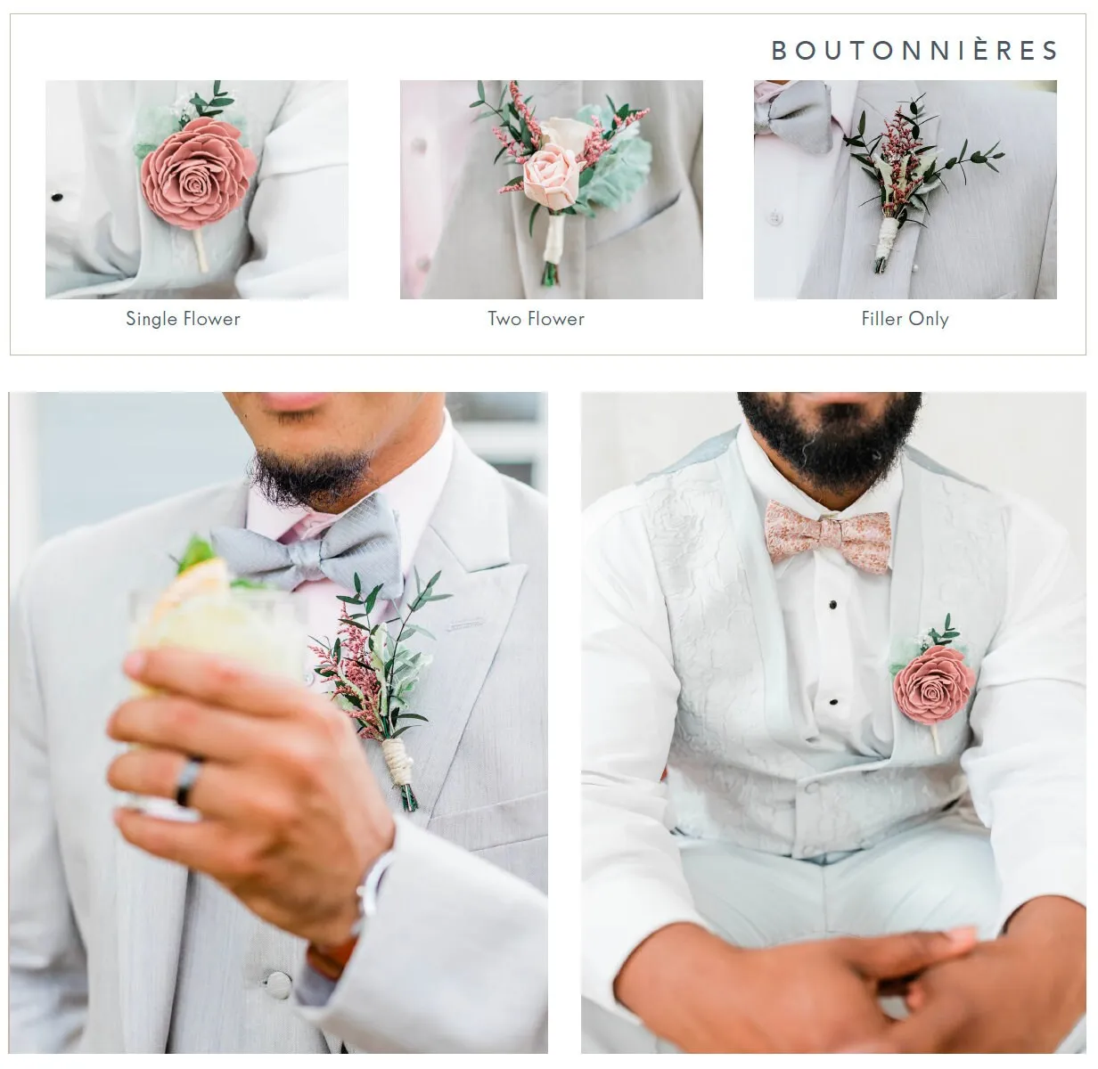 Purple Peonies and Succulent Boutonniere