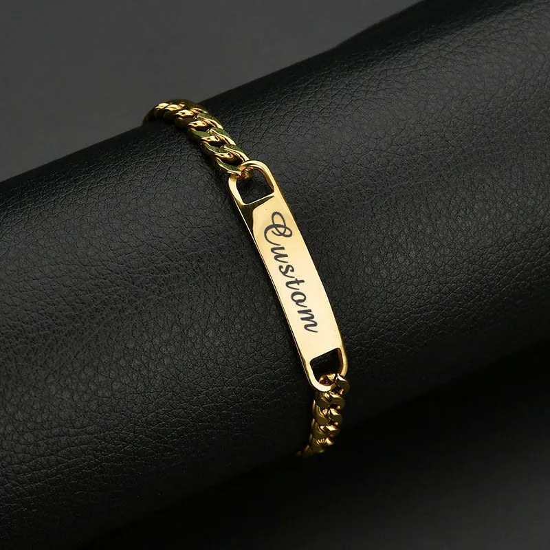 Stainless Steel Smooth Curved Brand Bracelet