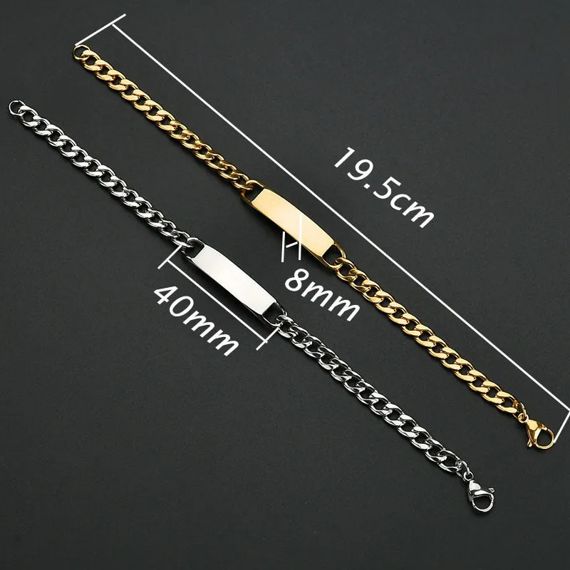 Stainless Steel Smooth Curved Brand Bracelet