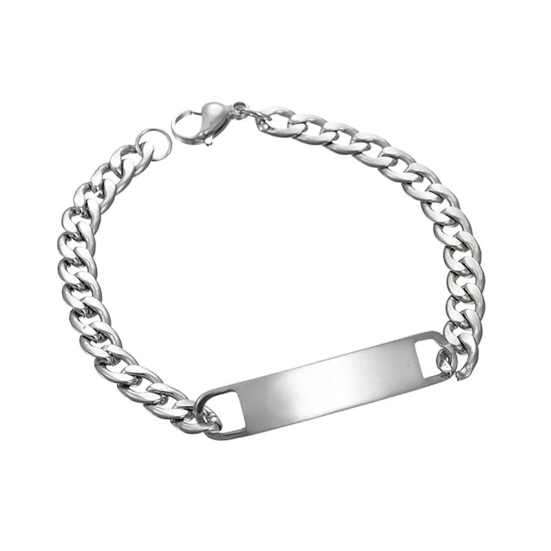 Stainless Steel Smooth Curved Brand Bracelet