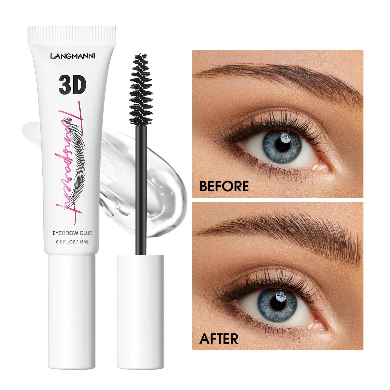 Waterproof Transparent Eyebrow Fixing Gel by Langmanni - 3D Finish