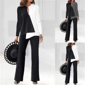 Women's Color Block Two-piece Pants Suit